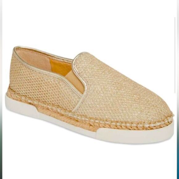 Vince Camuto Shoes - Vince Camuto Tambie Espadrille Natural Light Gold Glitter Mesh Leather